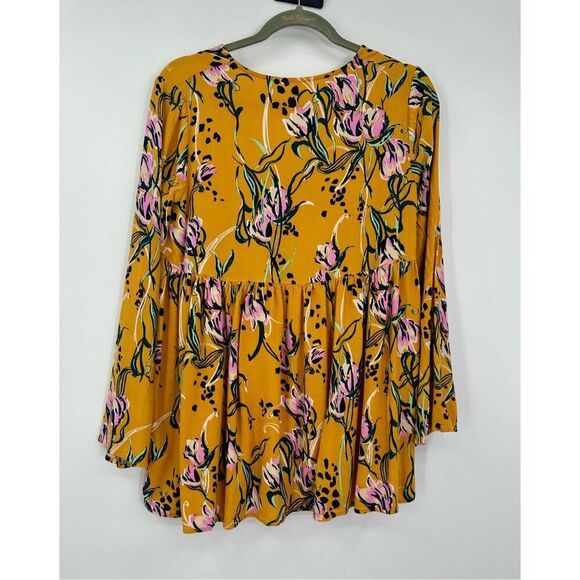 Free People size Small Bella Printed Tunic/ Mini Dress in Yellow Floral - Picture 10 of 16